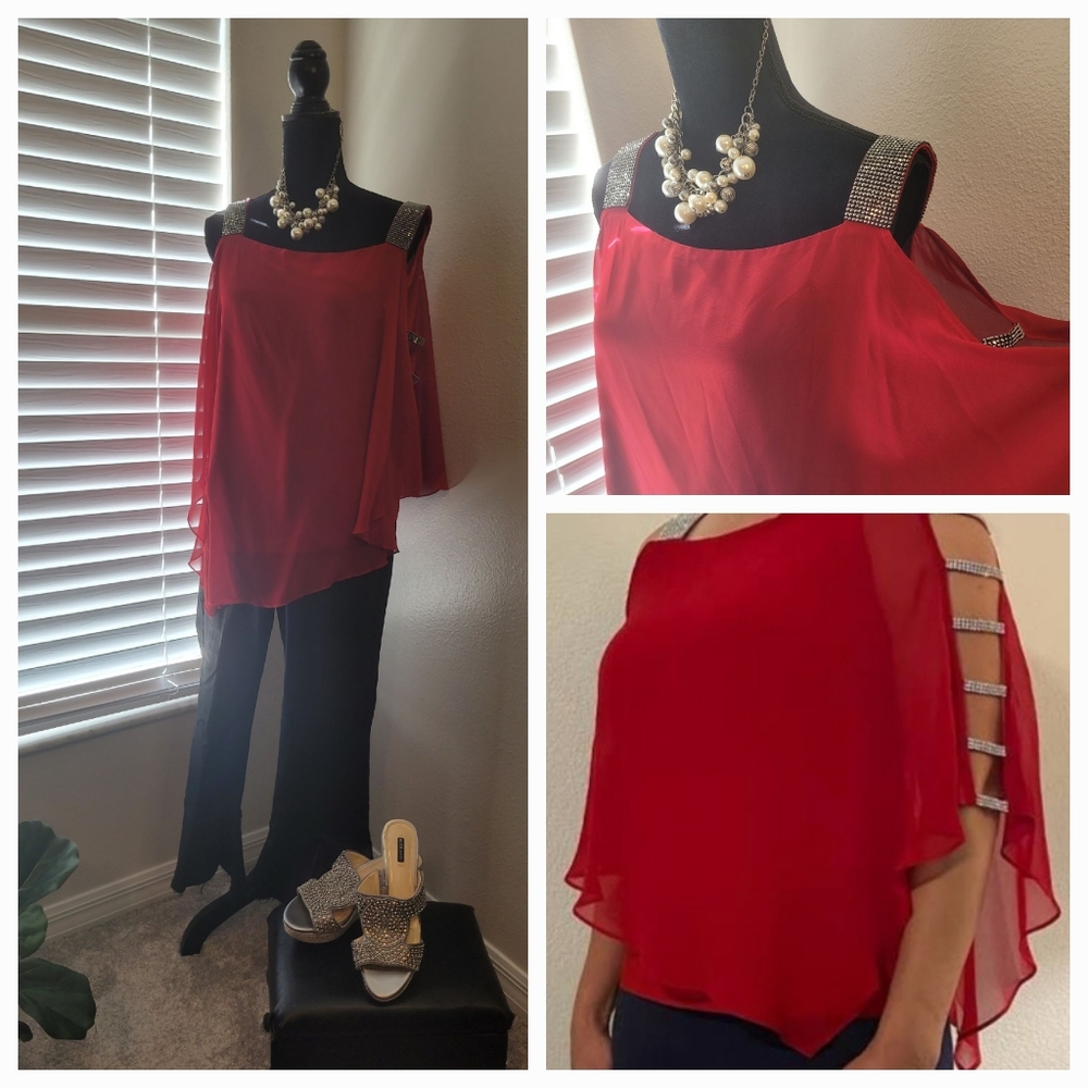 Rhinestone Chiffon Top